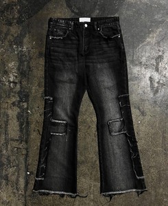 EDGE DENIM Jean en denim déchiré à taille haute pour femme, bleu clair, jean boyfriend pour femme, pantalon pour femme - Product Image 3