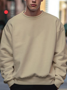 เสื้อสเวตเตอร์ผู้ชายดีไซน์เรียบง่ายเสื้อสเวตเชิ้ตผสมผ้าฝ้าย - Product Image 5