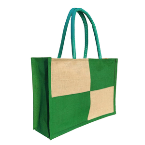 Sac à provisions en toile de jute teintée imprimée écologique et personnalisée avec poignée en sangle de coton - Product Image 1