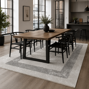 Alfombra Lavable Moderna de Color Gris Suave con Diseño de Líneas Atemporales de Netline Home - Product Image 5