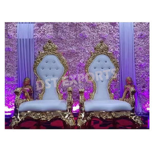 เก้าอี้ที่นั่งบัลลังก์สำหรับเจ้าสาวเจ้าบ่าวเจ้าสาวแบบทันสมัยสีขาวทอง - Product Image 2