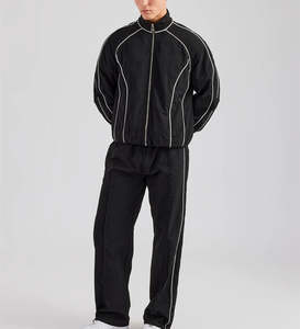 Vente en gros de survêtement de jogging 100% polyester pour homme, veste zippée, coupe-vent en nylon, ensemble streetwear personnalisé, tailles grandes, ensembles d'hiver - Product Image 4