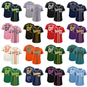 Camiseta de béisbol para hombre con estampado digital y botones de Hip Hop, uniforme de Jersey de béisbol personalizado con número de letras cosidas a rayas - Product Image 5