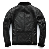 Chaqueta de Cuero para Hombre, Estilo Bomber, Negra, de Lona Auténtica con Acabado Desgastado, Cuello Alto, Forro de Poliéster, Abrigo de Invierno