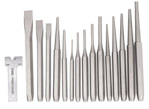 Juego de Punzones y Cinceles Nei-kos 02626A Nuevo, 16 Piezas, Cinceles Fríos, Punzones Cónicos y de Centrado, Acero al Cromo Vanadio, con Garantía - Product Image 2