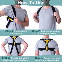 Correcteur de posture réglable en polyester et coton avec support dorsal, conception imperméable et protection