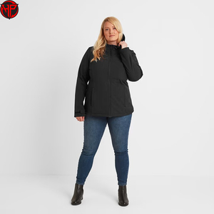 Veste softshell noire pour femme, imperméable, respirante, entièrement zippée, col montant, coupe-vent, avec poches - Product Image 4