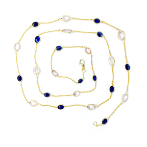 สร้อยคอเงินแท้ 925 ประดับไคยาไนต์และมอร์แกไนต์ - Product Image 2