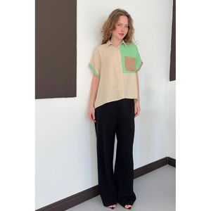 Topshow Stone Emerald Front Paneled Pocket Wholesale <b>Shirt</b> - [object Object] - Product Image 3