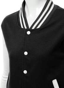 Chaqueta Universitaria Personalizada para Hombre, Cuello Alto de Lana, Logotipo Frontal, Resistente al Viento, Teñida, OEM, Estilo Bomber Corto - Product Image 4