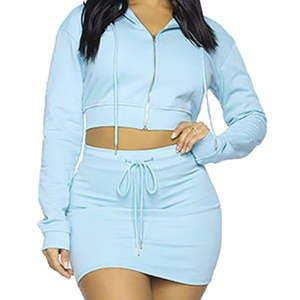 Sweat-shirts pour femmes à coupe confortable avec ourlet et poignets côtelés, fermeture éclair sur le devant, sweat-shirts courts à épaules tombantes, style streetwear - Product Image 1