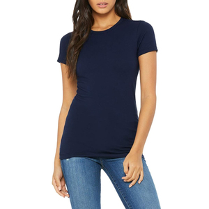 Nouvelle arrivée vente chaude personnalisé femmes Slim Fit t-shirts blanc uni 100% coton Slim Fit femmes t-shirts en bas quantité minimale de commande - Product Image 1