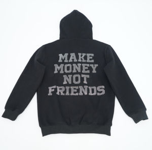 Direct <b>Black</b> <b>Men's</b> Winter Streetwear <b>Hoodie</b> Full Face <b>Zip</b>-<b>up</b> with 3D Puff Printing Solid Pattern Custom Direct <b>Black</b> Plain Dyed - Product Image 4