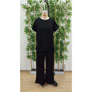 Conjunto de Dos Piezas para Mujer, Blusa de Manga Corta con Cuello Redondo de Viscosa de Dos Hilos y Pantalones, 34298 - Product Image 6