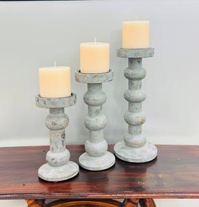 Bougeoirs en bois pour bougies pilier Bougeoir de ferme noir pour décor de cheminée Lot de 3 - Product Image 4