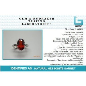 NOVAMART Fine Gomed <b>Ring</b> 4.25 Ratti 12.25 Natural Certified Hessonite <b>Garnet</b> Astrological Gemstone Adjustable <b>Silver</b> Crystal Who - Product Image 4