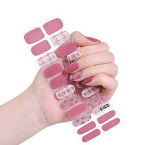 Envolturas de <span class=keywords><strong>uñas</strong></span> de Gel Floral <span class=keywords><strong>Rosa</strong></span> <span class=keywords><strong>Lila</strong></span> 2025, tiras de esmalte brillantes autoadhesivas, pegatinas de <span class=keywords><strong>uñas</strong></span> de flores elegantes para mujeres, venta al por mayor - Product Image 2