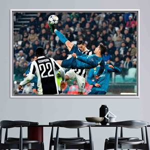Impresión en Lienzo de Cristiano Ronaldo: Arte del Fútbol, Decoración del Hogar, Lienzo con Marco Blanco - Product Image 1