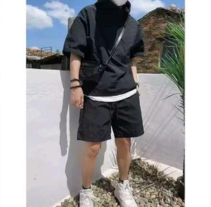 Conjunto de Verano Estilo Cargo para Hombre, Camiseta Casual con Capucha de Manga Corta, Pantalones Cortos Holgados, Conjunto Deportivo Elegante de Alta Calidad - Product Image 1
