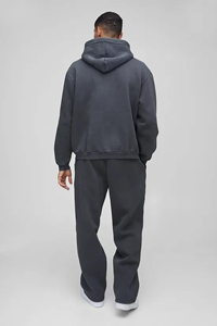 Nouvelle conception, meilleure qualité, fabricant, survêtements boxy personnalisés, ensembles unisexes, sweat-shirt à fermeture éclair en coton, gris foncé, survêtement pour homme - Product Image 5