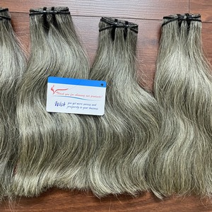 Extensiones de Cabello Humano Virgen Remy Vietnamita Grueso al por Mayor con Trama de Piel, Doble Grosor, Colores Grises de Tendencia - Product Image 4