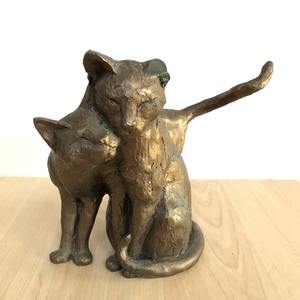 With Antique Finished Copper <b>For</b> Decor Metal Handmade Modern Lifelike <b>Garden</b> Sitting Casting Bronze Cat Statue Sculpture - Product Image 2