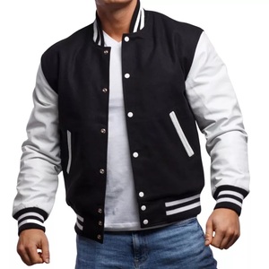 Veste universitaire Letterman à manches en cuir pour hommes vintage personnalisée revers d'hiver avec col montant Mega Empire - Product Image 5