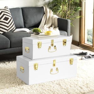 Eco-friendly White Set 2 Colorful Metal <b>Storage</b> Trunk Decorative Metal Trunk - Product Image 2