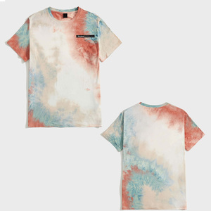 Custom printed tie dye <b>tshirts</b> for men breathable summer cotton oem production with logo design and private label options - Product Image 1
