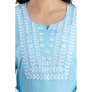 Kurta décontractée en rayonne brodée pour le printemps/été - Product Image 6