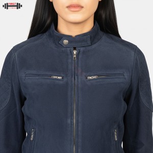 Chaqueta de Cuero para Mujer 2025, Chaqueta Bomber a Rayas de Pana de Talla Grande, Servicio OEM con Logotipo Personalizado - Product Image 5