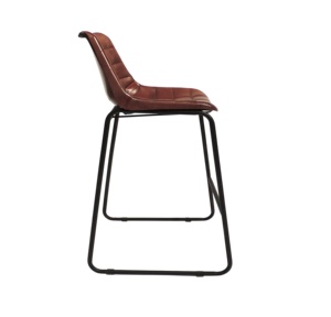 Modern Furniture Tan Brown and <b>Black</b> Metal Frame <b>Bar</b> <b>Stool</b> with Square Tufted PU Leather Seat Restaurant & Cafe <b>Bar</b> Chair - Product Image 6