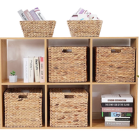 Jacinthe d'eau sous étagère panier de rangement blanchisserie pliable Cube boîtes carré tissé pliable naturel classique rotin fleur