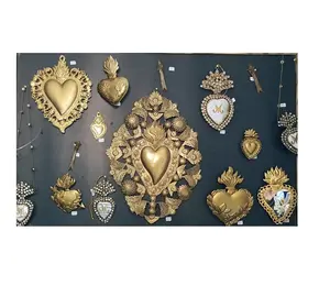 신성한 Milagros 심장 신성한 심장, 금속 벽 장식, 종교 프레임