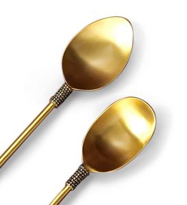 Couverts de qualité standard ensemble de cuillères de service à salade avec couverts de service finis dorés ensemble de 2 pièces avec couverts à poignée décorée - Product Image 4