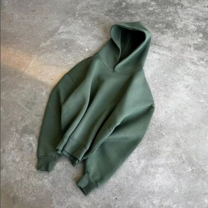 Venta al por mayor Premium Heavyweight Hoodies Recortada Capucha Bordado personalizado Oversized Blank Recortada Sudadera con capucha para los hombres - Product Image 5