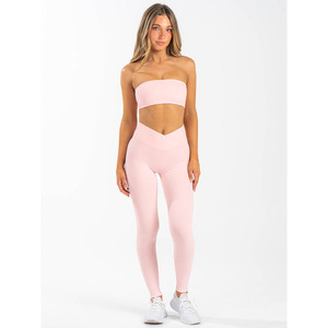 Venta al por mayor personalizado Rosa almizcle NKD cintura cruzada banda Leggings alta Cruz sobre la cintura y ropa activa moda gimnasio Leggings para mujeres - Product Image 5