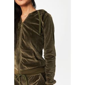 Custom Body Velvet Jogging Tracksuit Y2K Womens Clothing Embroidery Patch Logo Velour Jacket and Tall Girl Pants Two Piece Sets - Product Image 3