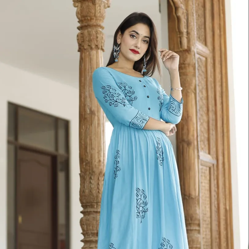 India kurtis women latest designer wholesale price Indian ladies Festival Party wear kurti top Gown long dress for girls