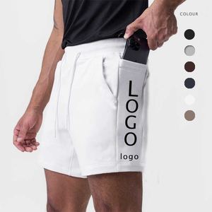 Style européen américain Short décontracté en coton à séchage rapide pour hommes, taille moyenne élastique solide, exercice de basket-ball, poches en toile - Product Image 6