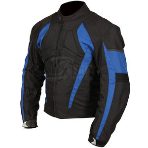 Blouson de moto pour homme noir et bleu, manches longues, coupe-vent, toutes saisons, vêtements de course - Product Image 3