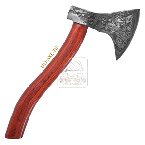 Hache de forêt en acier Damas style Viking DD-AXE215 avec manche en bois pour jardin et extérieur – Vente en gros - Product Image 4