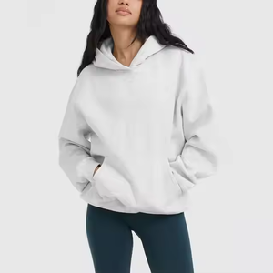 เสื้อฮู้ดสตรีทโอเวอร์ไซส์สำหรับผู้หญิงวัสดุผ้าฝ้าย100% น้ำหนักเบาระบายอากาศได้ดีพิมพ์โลโก้ตามสั่ง - Product Image 4