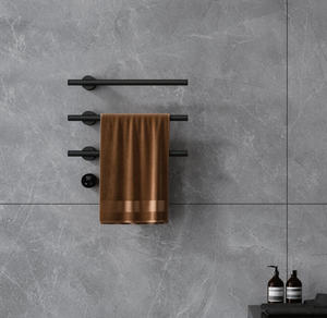 Thermostatic 22 Inch Electric <strong>Towel</strong> <strong>Rail</strong> bar <strong>Plug</strong> <strong>in</strong> Black Electric <strong>Towel</strong> <strong>Rail</strong> - Product Image 4