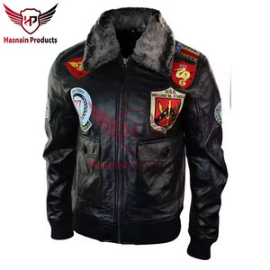 Premium hommes en cuir véritable hiver Bomber veste 100% peau de mouton fourrure mouche veste en cuir pour hommes haute qualité élégant vêtements d'extérieur - Product Image 2