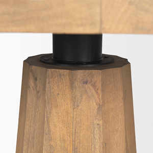 Mesa de Comedor de Madera de Mango Maciza de Tamaño Compacto, Nueva, con Base de Pedestal, para Cafetería, Bar, Cocina, Restaurante, con Acabado Natural y Negro - Product Image 4