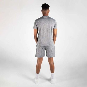 Conjunto de camiseta y pantalones cortos de Fitness de Color gris, ropa de hombre de talla grande, estilo callejero, conjunto de dos piezas transpirable de algodón para hombre - Product Image 5