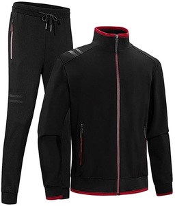 OEM personalizado de alta calidad de los hombres casuales 2 piezas de cordón de contraste de cremallera completa deportes conjuntos chaqueta y pantalones de Fitness activo chándal conjunto - Product Image 2