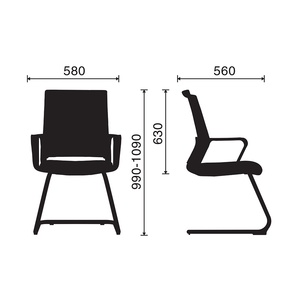Chaise ergonomique à dossier en maille avec accoudoirs fixes pour les réunions - Product Image 2