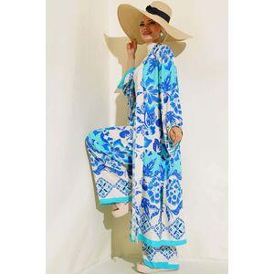 Kimono 2 Pièces à Motif Ethnique Turquoise - Product Image 1